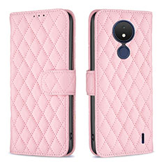 Custodia Portafoglio In Pelle Cover con Supporto B11F per Nokia C21 Oro Rosa