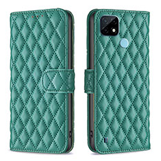 Custodia Portafoglio In Pelle Cover con Supporto B11F per Realme C21 Verde