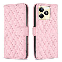 Custodia Portafoglio In Pelle Cover con Supporto B11F per Realme C51 Oro Rosa