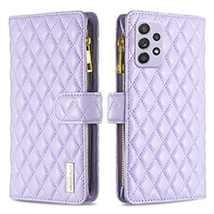 Custodia Portafoglio In Pelle Cover con Supporto B11F per Samsung Galaxy A52 4G Viola