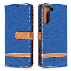 Custodia Portafoglio In Pelle Cover con Supporto B11F per Samsung Galaxy S23 Plus 5G Blu