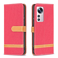 Custodia Portafoglio In Pelle Cover con Supporto B11F per Xiaomi Mi 12X 5G Rosso