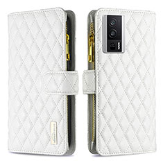 Custodia Portafoglio In Pelle Cover con Supporto B11F per Xiaomi Redmi K60 Pro 5G Bianco