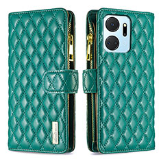 Custodia Portafoglio In Pelle Cover con Supporto B12F per Huawei Honor X7a Verde