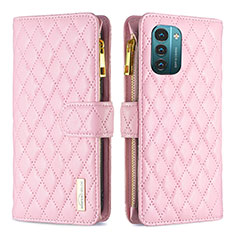 Custodia Portafoglio In Pelle Cover con Supporto B12F per Nokia G11 Oro Rosa