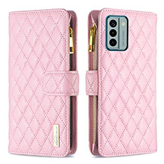 Custodia Portafoglio In Pelle Cover con Supporto B12F per Nokia G22 Oro Rosa