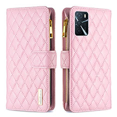 Custodia Portafoglio In Pelle Cover con Supporto B12F per Oppo A16 Oro Rosa