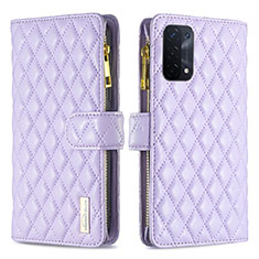 Custodia Portafoglio In Pelle Cover con Supporto B12F per Oppo A74 5G Viola