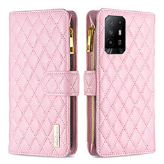 Custodia Portafoglio In Pelle Cover con Supporto B12F per Oppo A94 5G Oro Rosa