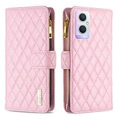 Custodia Portafoglio In Pelle Cover con Supporto B12F per Oppo A96 5G Oro Rosa