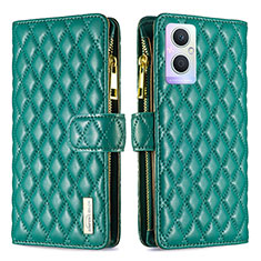 Custodia Portafoglio In Pelle Cover con Supporto B12F per Oppo A96 5G Verde