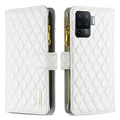 Custodia Portafoglio In Pelle Cover con Supporto B12F per Oppo F19 Pro Bianco