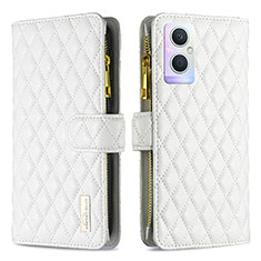 Custodia Portafoglio In Pelle Cover con Supporto B12F per Oppo F21s Pro 5G Bianco