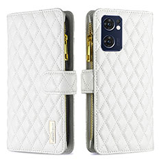 Custodia Portafoglio In Pelle Cover con Supporto B12F per Oppo Find X5 Lite 5G Bianco