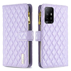 Custodia Portafoglio In Pelle Cover con Supporto B12F per Oppo Reno5 Z 5G Viola