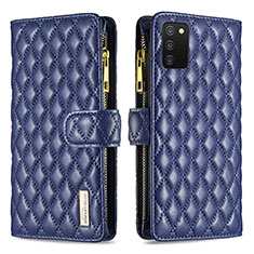 Custodia Portafoglio In Pelle Cover con Supporto B12F per Samsung Galaxy A02s Blu