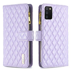 Custodia Portafoglio In Pelle Cover con Supporto B12F per Samsung Galaxy A02s Viola