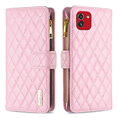 Custodia Portafoglio In Pelle Cover con Supporto B12F per Samsung Galaxy A03 Oro Rosa