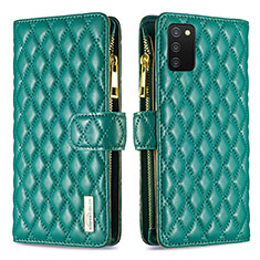 Custodia Portafoglio In Pelle Cover con Supporto B12F per Samsung Galaxy A03s Verde