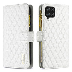 Custodia Portafoglio In Pelle Cover con Supporto B12F per Samsung Galaxy A12 5G Bianco