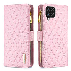 Custodia Portafoglio In Pelle Cover con Supporto B12F per Samsung Galaxy A12 5G Oro Rosa