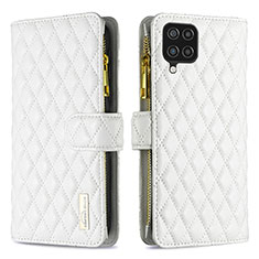 Custodia Portafoglio In Pelle Cover con Supporto B12F per Samsung Galaxy A12 Bianco