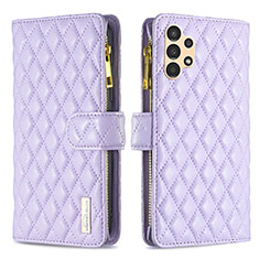 Custodia Portafoglio In Pelle Cover con Supporto B12F per Samsung Galaxy A13 4G Viola