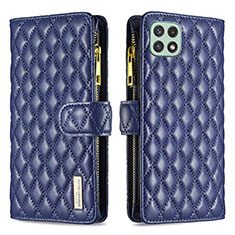 Custodia Portafoglio In Pelle Cover con Supporto B12F per Samsung Galaxy A22s 5G Blu