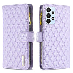 Custodia Portafoglio In Pelle Cover con Supporto B12F per Samsung Galaxy A23 4G Viola