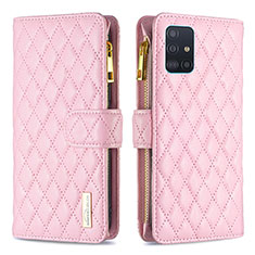 Custodia Portafoglio In Pelle Cover con Supporto B12F per Samsung Galaxy A51 5G Oro Rosa