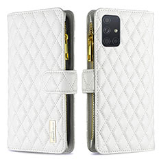 Custodia Portafoglio In Pelle Cover con Supporto B12F per Samsung Galaxy A71 5G Bianco