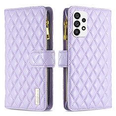 Custodia Portafoglio In Pelle Cover con Supporto B12F per Samsung Galaxy A73 5G Viola