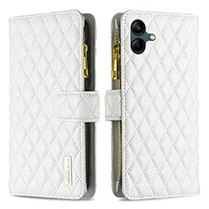 Custodia Portafoglio In Pelle Cover con Supporto B12F per Samsung Galaxy F04 Bianco