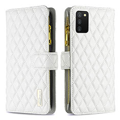 Custodia Portafoglio In Pelle Cover con Supporto B12F per Samsung Galaxy M02s Bianco