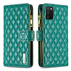 Custodia Portafoglio In Pelle Cover con Supporto B12F per Samsung Galaxy M02s Verde