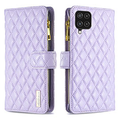 Custodia Portafoglio In Pelle Cover con Supporto B12F per Samsung Galaxy M12 Viola