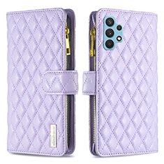 Custodia Portafoglio In Pelle Cover con Supporto B12F per Samsung Galaxy M32 5G Viola