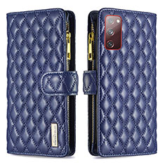 Custodia Portafoglio In Pelle Cover con Supporto B12F per Samsung Galaxy S20 FE (2022) 5G Blu