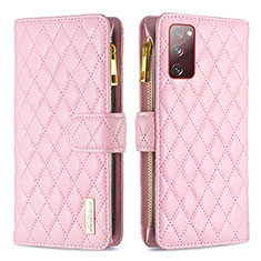 Custodia Portafoglio In Pelle Cover con Supporto B12F per Samsung Galaxy S20 FE 4G Oro Rosa