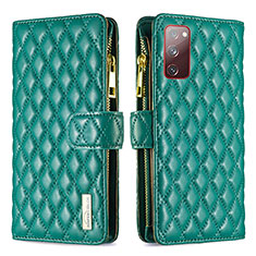 Custodia Portafoglio In Pelle Cover con Supporto B12F per Samsung Galaxy S20 FE 4G Verde