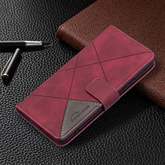 Custodia Portafoglio In Pelle Cover con Supporto B12F per Samsung Galaxy S22 Plus 5G Rosso