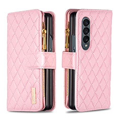 Custodia Portafoglio In Pelle Cover con Supporto B12F per Samsung Galaxy Z Fold4 5G Oro Rosa