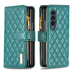 Custodia Portafoglio In Pelle Cover con Supporto B12F per Samsung Galaxy Z Fold4 5G Verde