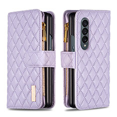 Custodia Portafoglio In Pelle Cover con Supporto B12F per Samsung Galaxy Z Fold4 5G Viola