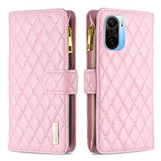 Custodia Portafoglio In Pelle Cover con Supporto B12F per Xiaomi Mi 11i 5G Oro Rosa