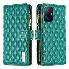 Custodia Portafoglio In Pelle Cover con Supporto B12F per Xiaomi Mi 11T Pro 5G Verde