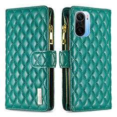 Custodia Portafoglio In Pelle Cover con Supporto B12F per Xiaomi Mi 11X Pro 5G Verde