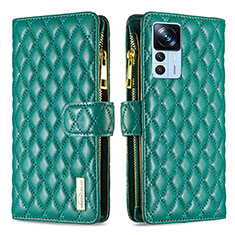 Custodia Portafoglio In Pelle Cover con Supporto B12F per Xiaomi Mi 12T Pro 5G Verde