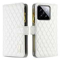 Custodia Portafoglio In Pelle Cover con Supporto B12F per Xiaomi Mi 14 Pro 5G Bianco