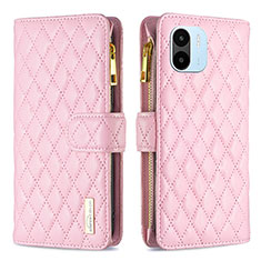 Custodia Portafoglio In Pelle Cover con Supporto B12F per Xiaomi Poco C50 Oro Rosa